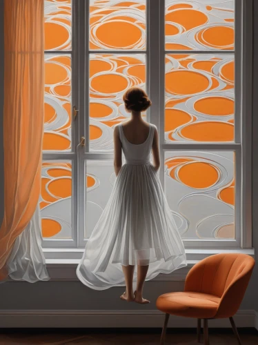 window curtain,woman silhouette,orange blossom,vettriano,orange robes,fabric painting,window with shutters,glass painting,curtain,gournay,women silhouettes,sewing silhouettes,art deco woman,a curtain,curtains,windowblinds,french windows,art deco background,meticulous painting,heatherley,Illustration,Vector,Vector 12