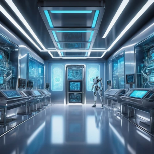 spaceship interior,cyberdyne,scifi,computer room,arktika,transhumanism,cleanrooms,cyberia,sickbay,sci fi,cybernetically,argost,sci - fi,cybernetic,the server room,cybercity,futuristic,tron,cybermen,cyberspace,Illustration,Realistic Fantasy,Realistic Fantasy 39