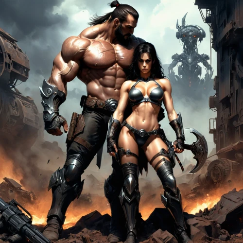 warrior and orc,outworld,darksiders,berserkers,barbarian,daikatana,manowar,barsoom,myrmidons,turok,blackthorne,darkseid,gotrek,deathstalker,lycans,frazetta,bisley,hurlant,blastaar,deathblow,Conceptual Art,Fantasy,Fantasy 33