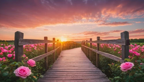 landscape rose,flower in sunset,way of the roses,splendor of flowers,rose pink colors,flower background,flower field,pink dawn,field of flowers,flower garden,nature wallpaper,blooming field,beautiful landscape,landscapes beautiful,flowers field,pathway,walkway,flower wallpaper,landscape background,romantic rose,Photography,Documentary Photography,Documentary Photography 01