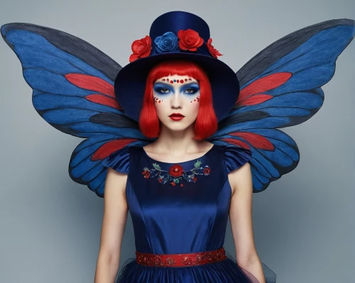rankin,fairy peacock,evil fairy,blue butterfly,red butterfly,nihang,fairy queen,queen of hearts,mazarine blue butterfly,french butterfly,derivable,millinery,bodypainting,red and blue,body painting,julia butterfly,vinoodh,butterfly dolls,faery,fantasy woman,Photography,Fashion Photography,Fashion Photography 21