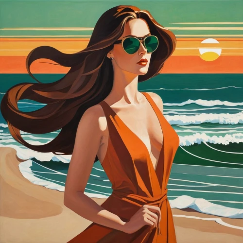 vettriano,art deco woman,beach background,fashion vector,beachgoer,girl on the dune,tretchikoff,beachcomber,jasinski,retro woman,hildebrandt,sea beach-marigold,dubbeldam,oil painting on canvas,pittura,feitelson,vector illustration,retro girl,nestruev,oil painting,Art,Artistic Painting,Artistic Painting 44