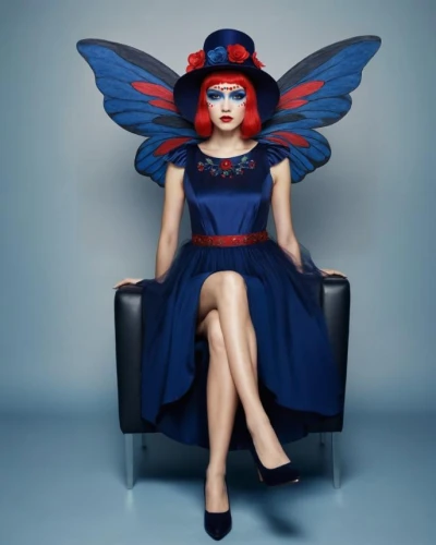 blue butterfly,rankin,queen of hearts,red butterfly,red and blue,millinery,milliner,evil fairy,mazarine blue butterfly,milliners,goldfrapp,satine,vinoodh,fairy queen,red white blue,queen of liberty,fairy peacock,julia butterfly,red fly,poppycock