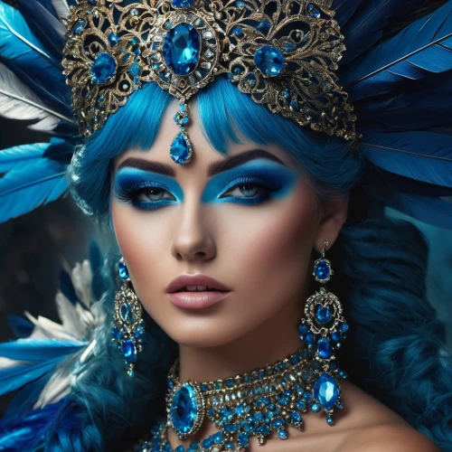 headdress,blue enchantress,headdresses,feather headdress,blue peacock,indian headdress,headpiece,adornment,venetian mask,headress,nihang,fairy peacock,the carnival of venice,adornments,viveros,cleopatra,peacock,jasmine blue,oriental princess,fantasy art,Photography,General,Fantasy