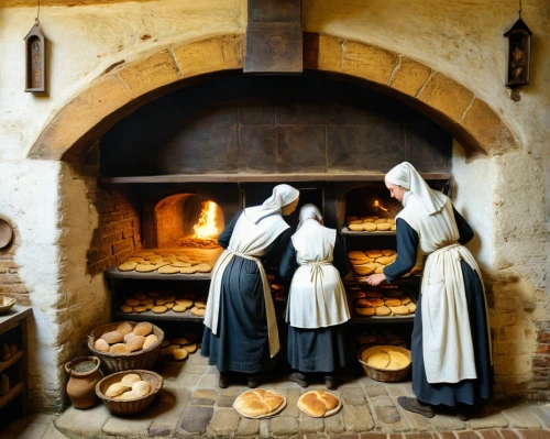 breadmaking,carthusians,benedictines,deaconesses,handmaidens,nuns,galettes,protestants,monjas,basketmakers,puritans,boulangerie,ovens,postulants,cloistered,cheesemakers,cathars,trappists,censers,canonesses,Art,Classical Oil Painting,Classical Oil Painting 28