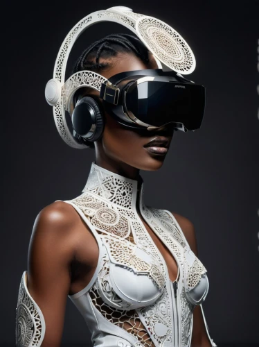 afrofuturism,ororo,virtuality,derivable,cyberdog,cybernetic,virtual identity,maliana,cyber glasses,virtual reality headset,cybernetically,cyberangels,virtute,headgear,fractal design,streampunk,cyberathlete,vr headset,steampunk,cyborg,Photography,Fashion Photography,Fashion Photography 03