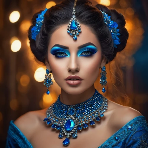 jasmine blue,blue enchantress,indian bride,blue peacock,bridal jewelry,mastani,blue rose,adornment,royal blue,luthra,blue hydrangea,teal blue asia,bejeweled,electric blue,jewellry,mohini,jewellery,bluefly,bejewelled,indian woman,Photography,General,Fantasy