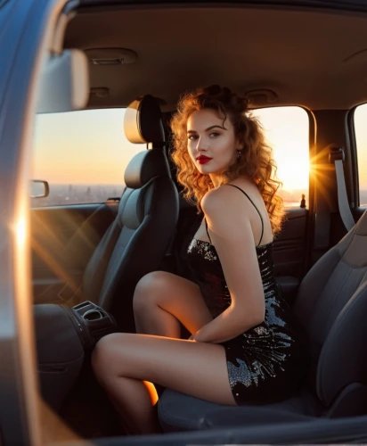 girl in car,woman in the car,in car,girl and car,marylou,car model,passenger,scherfig,elle driver,car window,annasophia,lily-rose melody depp,lepontine,sarandon,minogue,guenter,pin-up model,pin-up girl,retro pin up girl,seatback,Photography,General,Realistic