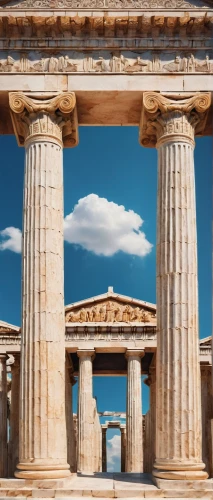 greek temple,erechtheion,doric columns,erechtheus,laodicea,temple of hercules,colonnaded,baalbek,leptis,the parthenon,parthenon,doric,three pillars,paestum,roman columns,peristyle,pillars,acropolis,hellas,columns,Illustration,Realistic Fantasy,Realistic Fantasy 45