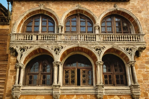 castle windows,row of windows,balcony,wooden facade,window front,sicily window,loggia,bargello,ornamentation,the façade of the,frontages,main facade,old windows,balcones,ventana,palazzos,verona,lello,front window,old architecture,Art,Classical Oil Painting,Classical Oil Painting 43