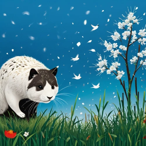 springtime background,spring background,white cat,flower cat,dandelion background,snowdrop,magpie cat,flower animal,cat vector,snowdrops,spring meadow,dandelion flying,amur hedgehog,whimsical animals,moomin,white fox,cat on a blue background,meadow,meadow daisy,meadowfoam,Unique,Design,Sticker