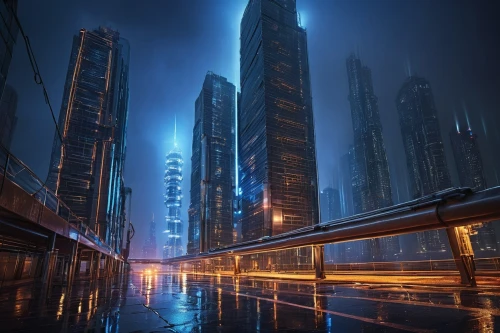 dubai marina,coruscant,bladerunner,guangzhou,dubay,dubia,tallest hotel dubai,barad,shanghai,dubai,futuristic landscape,futuristic architecture,metropolis,cybercity,mubadala,urban towers,skyscrapers,shenzhen,high rises,chongqing,Illustration,Retro,Retro 11