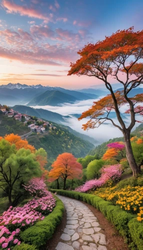 japan landscape,beautiful japan,south korea,colorful tree of life,blossom tree,beautiful landscape,japanese mountains,splendor of flowers,japan garden,the japanese tree,the valley of flowers,mountain landscape,splendid colors,flower tree,nature landscape,japanese cherry trees,blooming trees,japon,flowering trees,cherry blossom tree,Photography,General,Realistic