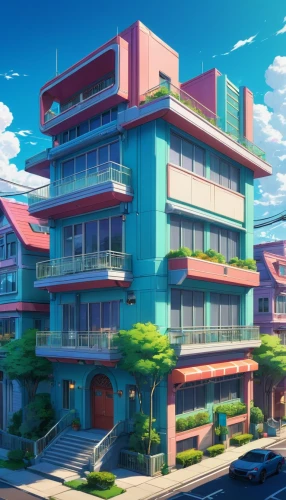 apartment block,apartment building,apartment house,apartment complex,sky apartment,apartments,an apartment,seaside resort,residential,holiday complex,cubic house,apartment blocks,cybertown,colorful city,dreamhouse,apartment buildings,condos,honolulu,aqua studio,microdistrict,Illustration,Japanese style,Japanese Style 03