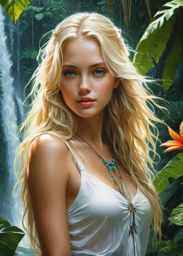 celtic woman,the blonde in the river,fantasy art,blonde woman,amazonian,beautiful girl with flowers,amazonica,blond girl,fantasy picture,janna,romantic portrait,blonde girl,cailin,portrait background,young woman,fantasy portrait,faerie,amazonia,female beauty,tanith,Conceptual Art,Fantasy,Fantasy 12