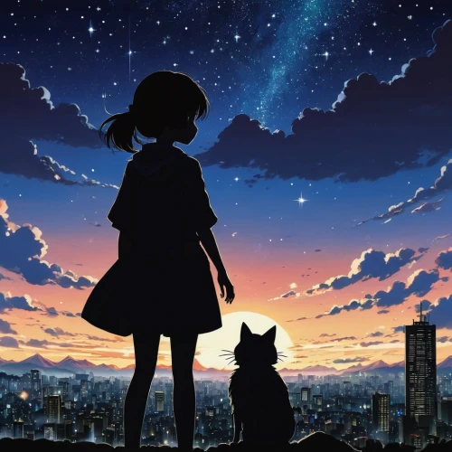 star sky,night sky,falling stars,ghibli,cosmos,the night sky,the moon and the stars,moon and star background,starry sky,himawari,clear night,stargazing,studio ghibli,nightsky,stars and moon,falling star,sky,night stars,skygazers,cielo,Illustration,Japanese style,Japanese Style 14