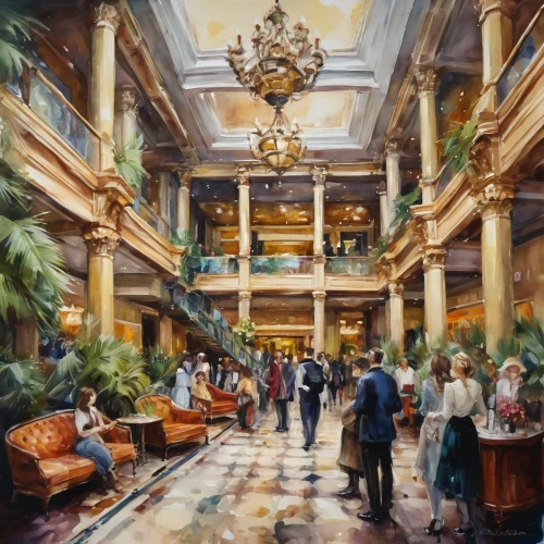 hotel lobby,galleria,caesar palace,venetian hotel,caesar's palace,caesars palace,borgata,emporium,cotai,gaylord palms hotel,wintergarden,kempinski,maggiano,giancola,lobby,winter garden,atriums,ballroom,driskill,bellagio hotel,Illustration,Paper based,Paper Based 04