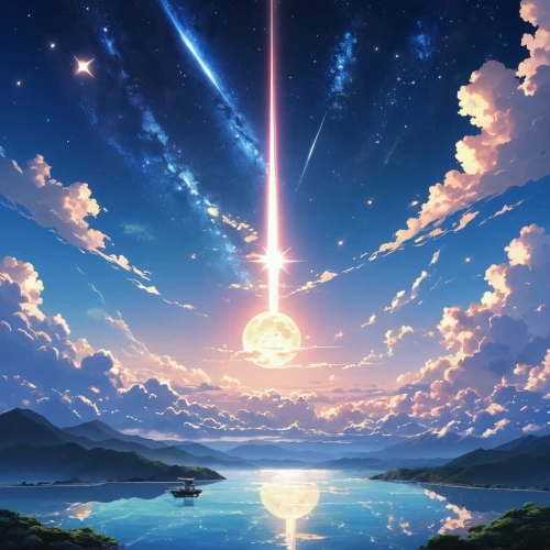 moon and star background,beautiful wallpaper,meteor,star sky,beam of light,tanabata,cielo,celestial,starbright,sky,falling star,space art,samsung wallpaper,celestial event,inazuma,akashic,novae,meteoric,planetaria,the pillar of light,Photography,General,Realistic