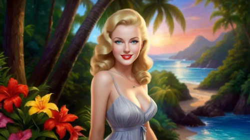 connie stevens - female,hawaiiana,marilyn monroe,marylyn monroe - female,tropico,cuba background,retro pin up girl,pin-up girl,mamie van doren,pin up girl,summer background,maureen o'hara - female,beach background,the blonde in the river,pin ups,valentine day's pin up,pin up,art deco background,marilyns,tropicale