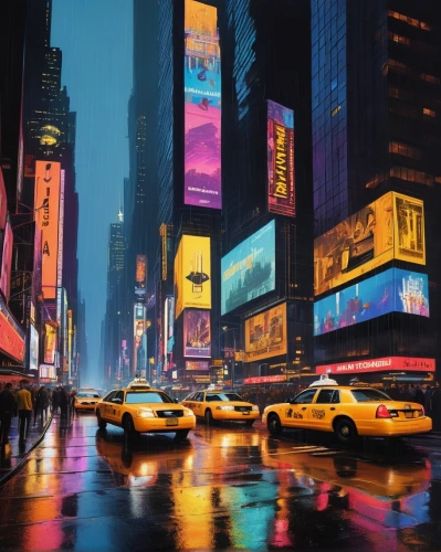 time square,new york,times square,neons,new york taxi,newyork,new york streets,colorful city,nytr,cityscapes,citylights,nyclu,world digital painting,manhattan,city lights,ny,broadway,taxicabs,city scape,megacities,Illustration,Retro,Retro 05