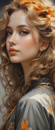 behenna,portrait background,world digital painting,digital painting,fantasy portrait,orange blossom,margairaz,young woman,margaery,orange,khnopff,illustrator,pittura,mystical portrait of a girl,painted lady,overpainting,portrait of a girl,hermione,young girl,photo painting,Conceptual Art,Fantasy,Fantasy 12