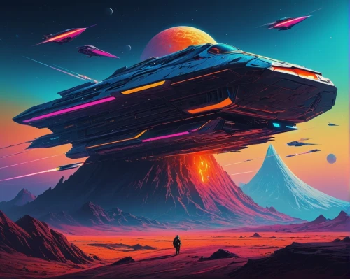 futuristic landscape,alien planet,extrasolar,alien world,farpoint,gas planet,ufo,space art,scifi,planet alien sky,vast,meteor,desert planet,space ships,synth,trek,ufos,alien ship,sci - fi,asteroid,Conceptual Art,Sci-Fi,Sci-Fi 12