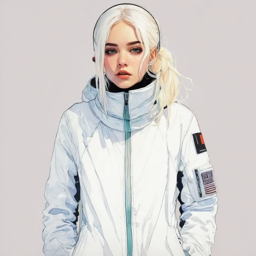 snowsuit,parka,astronaut suit,polar,spacesuit,ssx,arctic,synthetic,vector girl,hodas,skiwear,snowsuits,skier,space suit,winter clothing,whiteout,scifi,synth,eira,suit of the snow maiden,Illustration,Paper based,Paper Based 19