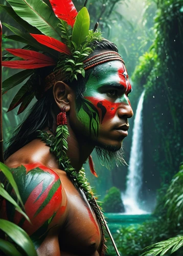 kayapo,tribesman,yanomami,amerindian,papuans,amazonian,huaorani,dayaks,papuan,siberut,tainos,amazonia,morobe,tribespeople,taino,embera,orishas,amazonas,moluccan,aborigine,Conceptual Art,Fantasy,Fantasy 12