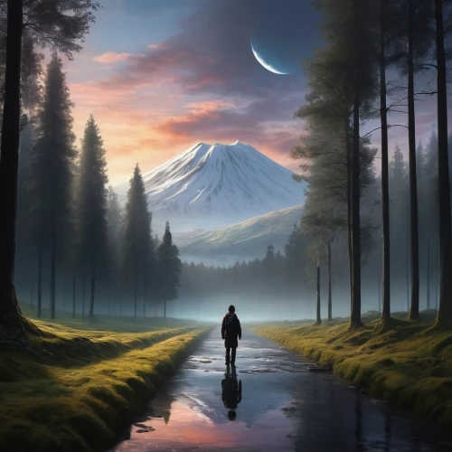 landscape background,fantasy picture,fantasy landscape,world digital painting,nature background,journeys,distant,mountain world,wanderer,mountain scene,mountain landscape,dreamscape,the mystical path,horizons,the wanderer,high landscape,dusk background,dream world,the path,landscapes,Conceptual Art,Sci-Fi,Sci-Fi 25