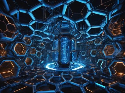 tesseract,spaceship interior,tron,hypercubes,neutrino,cube background,building honeycomb,3d background,ufo interior,honeycomb structure,hex,supercomputer,cubes,hexagonal,fractal environment,tesseractic,hexagons,cubic,cinema 4d,cyberscope,Illustration,Abstract Fantasy,Abstract Fantasy 23