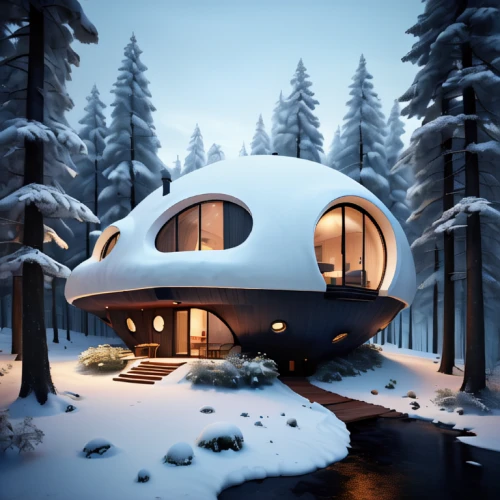snowhotel,snow shelter,cubic house,igloo,winter house,snow house,inverted cottage,snow roof,the cabin in the mountains,holiday home,snow globe,house in the forest,small cabin,round hut,teardrop camper,cube house,mobile home,render,3d rendering,round house
