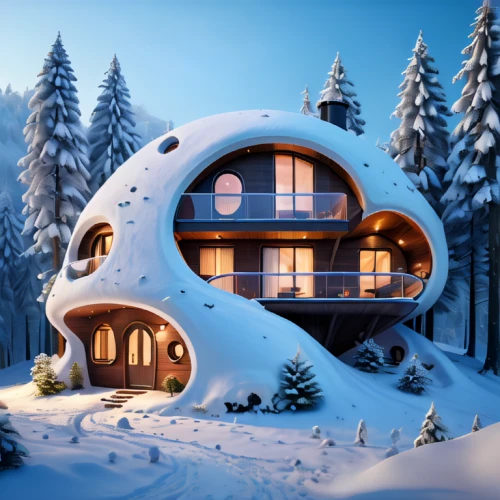 snowhotel,igloo,snow shelter,winter house,snow house,cubic house,snow roof,holiday home,alpine style,futuristic architecture,snow globe,snowed in,roof domes,log home,beautiful home,inverted cottage,holiday complex,the cabin in the mountains,3d rendering,house in the mountains