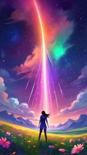 rainbow pencil background,rainbow and stars,rainbow background,unicorn background,shooting star,astral traveler,star winds,the pillar of light,falling star,cosmos,beam,would a background,art background,space art,celestial event,cosmos field,star sky,celestial,beyond,music background,Illustration,Realistic Fantasy,Realistic Fantasy 01