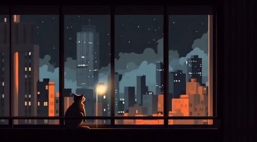 city lights,cityscape,night scene,citylights,evening city,evening atmosphere,metropolis,dusk background,dusk,pixel art,window to the world,skyscrapers,city at night,house silhouette,the window,windowsill,silhouette art,night sky,window,nightsky