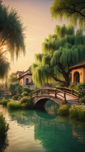 fantasy landscape,landscape background,river landscape,world digital painting,home landscape,an island far away landscape,oriental painting,cartoon video game background,chinese art,fantasy picture,chinese background,idyllic,fishing village,hobbiton,oriental,rural landscape,green landscape,ancient city,japan landscape,korean folk village,Photography,General,Commercial