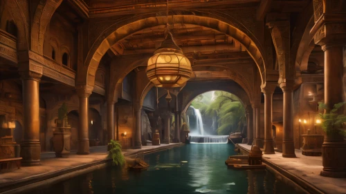 imperial shores,water castle,fantasy landscape,fantasy picture,hall of the fallen,water palace,backgrounds,atlantis,fantasy art,riad,heroic fantasy,castle of the corvin,3d fantasy,kings landing,the threshold of the house,ancient city,game of thrones,aqua studio,concept art,thermal bath,Photography,General,Natural