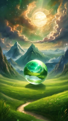 healing stone,aaa,dewdrop,a drop of,patrol,green aurora,frog background,fantasy picture,crystal ball,emerald,ufo,background with stones,fantasy landscape,crystal egg,diamond background,emerald sea,druid stone,landscape background,glass rock,earth chakra,Illustration,Realistic Fantasy,Realistic Fantasy 01