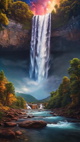 fantasy landscape,wasserfall,fantasy picture,landscape background,world digital painting,water fall,waterfall,brown waterfall,water falls,chasm,bridal veil fall,falls of the cliff,fantasy art,falls,futuristic landscape,waterfalls,art background,ash falls,cartoon video game background,nature landscape,Photography,General,Commercial