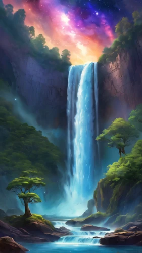 fantasy landscape,wasserfall,waterfall,landscape background,waterfalls,fantasy picture,cartoon video game background,water fall,water falls,world digital painting,brown waterfall,ash falls,art background,bridal veil fall,fairy world,falls,fantasy art,purple landscape,backgrounds,futuristic landscape,Illustration,Realistic Fantasy,Realistic Fantasy 01