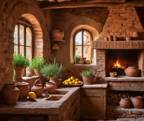 stone oven,provencal life,fireplaces,masonry oven,pizza oven,tile kitchen,fireplace,kitchen interior,medieval architecture,hobbiton,clay pot,stone oven pizza,wood-burning stove,the kitchen,hearth,wooden beams,fire place,tuscan,brick-kiln,rustic,Photography,General,Natural