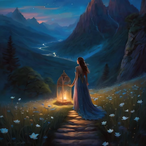 fantasy picture,the mystical path,light of night,a fairy tale,enchanted,fantasy art,light bearer,fairy tale,fairytale,guiding light,fantasy landscape,mystical portrait of a girl,fairytales,way of the roses,romantic scene,fireflies,faerie,before the dawn,pathway,fantasia,Photography,General,Natural