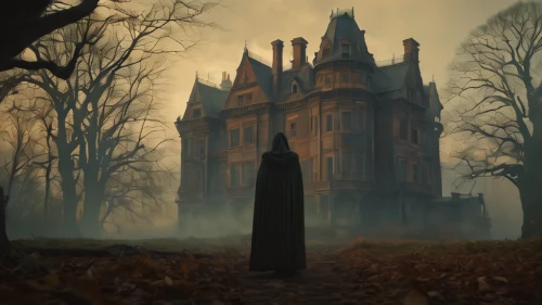 ghost castle,haunted castle,witch's house,haunted cathedral,witch house,castle of the corvin,the haunted house,gothic architecture,haunted house,gothic,gothic style,dark gothic mood,mortuary temple,fairy tale castle,house silhouette,necropolis,creepy house,gold castle,fairytale castle,castle,Photography,General,Cinematic