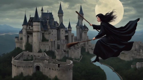 broomstick,fantasy picture,hogwarts,fantasy art,elves flight,flying girl,heroic fantasy,fairy tales,witch broom,fairy tale,leap of faith,children's fairy tale,fantasy world,fairy tale icons,celebration of witches,a fairy tale,magical adventure,fairy tale castle,fairy tale character,sci fiction illustration,Illustration,Realistic Fantasy,Realistic Fantasy 07