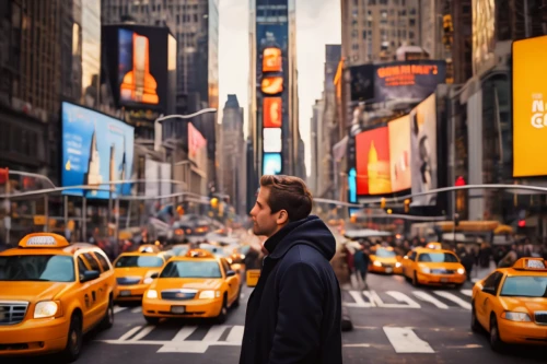 new york taxi,time square,new york streets,taxicabs,new york,newyork,times square,taxi stand,manhattan,yellow taxi,smart city,city scape,yellow cab,big city,stock exchange broker,pedestrian,electronic signage,a pedestrian,city ​​portrait,broadway,Photography,General,Cinematic