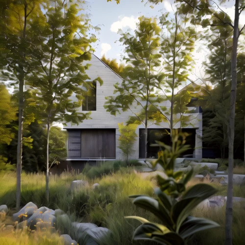 house in the forest,landscape design sydney,landscape designers sydney,dunes house,mid century house,modern house,summer cottage,home landscape,summer house,garden design sydney,3d rendering,inverted cottage,timber house,residential house,render,grass roof,ruhl house,cubic house,new england style house,house by the water