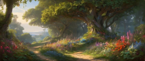 fantasy landscape,pathway,forest landscape,forest path,meadow in pastel,landscape background,hiking path,rural landscape,meadow landscape,elven forest,fairy forest,druid grove,nature landscape,forest road,the mystical path,forest glade,home landscape,landscape,small landscape,high landscape