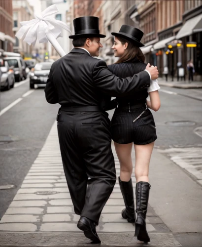 argentinian tango,roaring twenties couple,tango argentino,flapper couple,dancing couple,mobster couple,top hat,vintage man and woman,street photography,policewoman,nypd,tango,courtship,bowler hat,couple goal,fedora,penguin couple,pre-wedding photo shoot,man and woman,agent provocateur