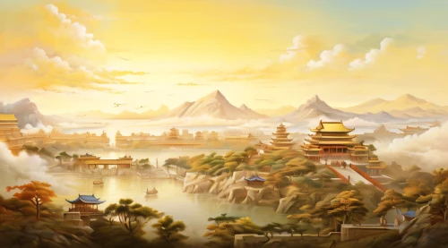 landscape background,world digital painting,fantasy landscape,mountain scene,mountainous landscape,chinese background,hall of supreme harmony,yellow mountains,mountain landscape,oriental painting,yunnan,chinese clouds,panoramic landscape,mount scenery,chinese art,the golden pavilion,forbidden palace,danyang eight scenic,japan landscape,autumn mountains