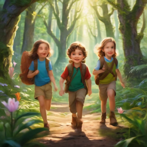 happy children playing in the forest,kids illustration,walk with the children,little girls walking,children's background,forest walk,pathfinders,little angels,forest workers,hikers,lilo,lion children,girl and boy outdoor,girl scouts of the usa,children,in the forest,children learning,forest animals,pictures of the children,cartoon forest