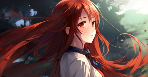 red-haired,lily of the field,asuka langley soryu,fire lily,rusalka,orange petals,luminous,fireflies,lily of the valley,radiant,hinata,orange lily,白斩鸡,torii,lilly of the valley,forest background,orange blossom,world end,light of autumn,background bokeh